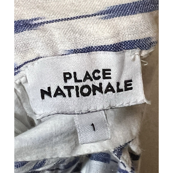 PLACE NATIONALE ROMANTIC, BOHO, BLUE AND WHITE COTTON MIDI DRESS LACE‎ SIZE 1 - Picture 4 of 7